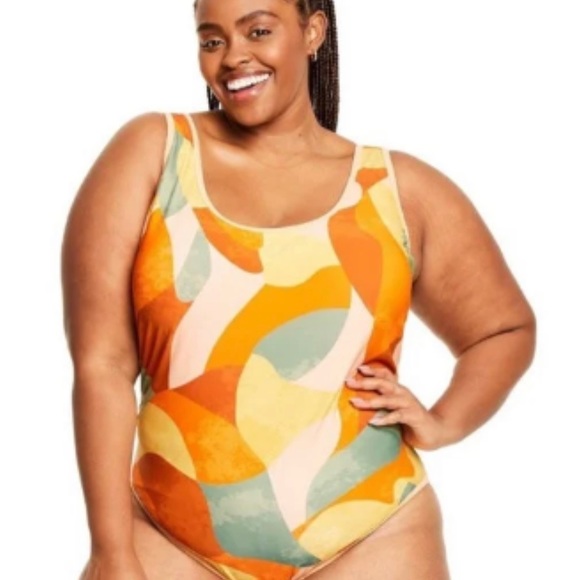 Fe Noel x Target Women’s Size 2X Mix Paint Print One Piece High Leg Swimsuit - Picture 1 of 2